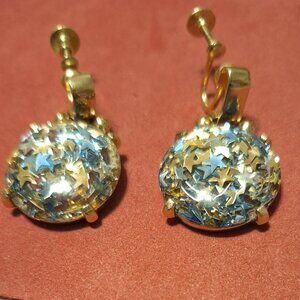 Vintage Gold tone Earrings with Confetti stars